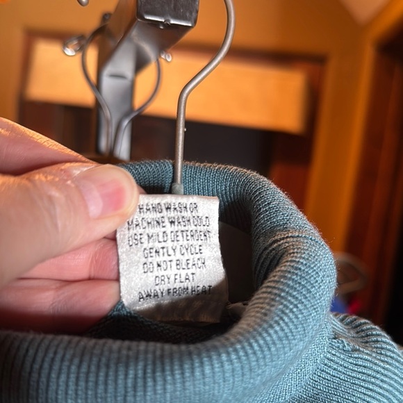 Vintage 90s Nils Ski Sweater Teal Blue Turtleneck Sweater Size Large - Picture 7 of 8